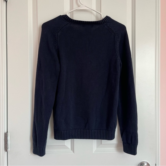Lands’ End Navy Blue V-Neck Sweater - Picture 3 of 4
